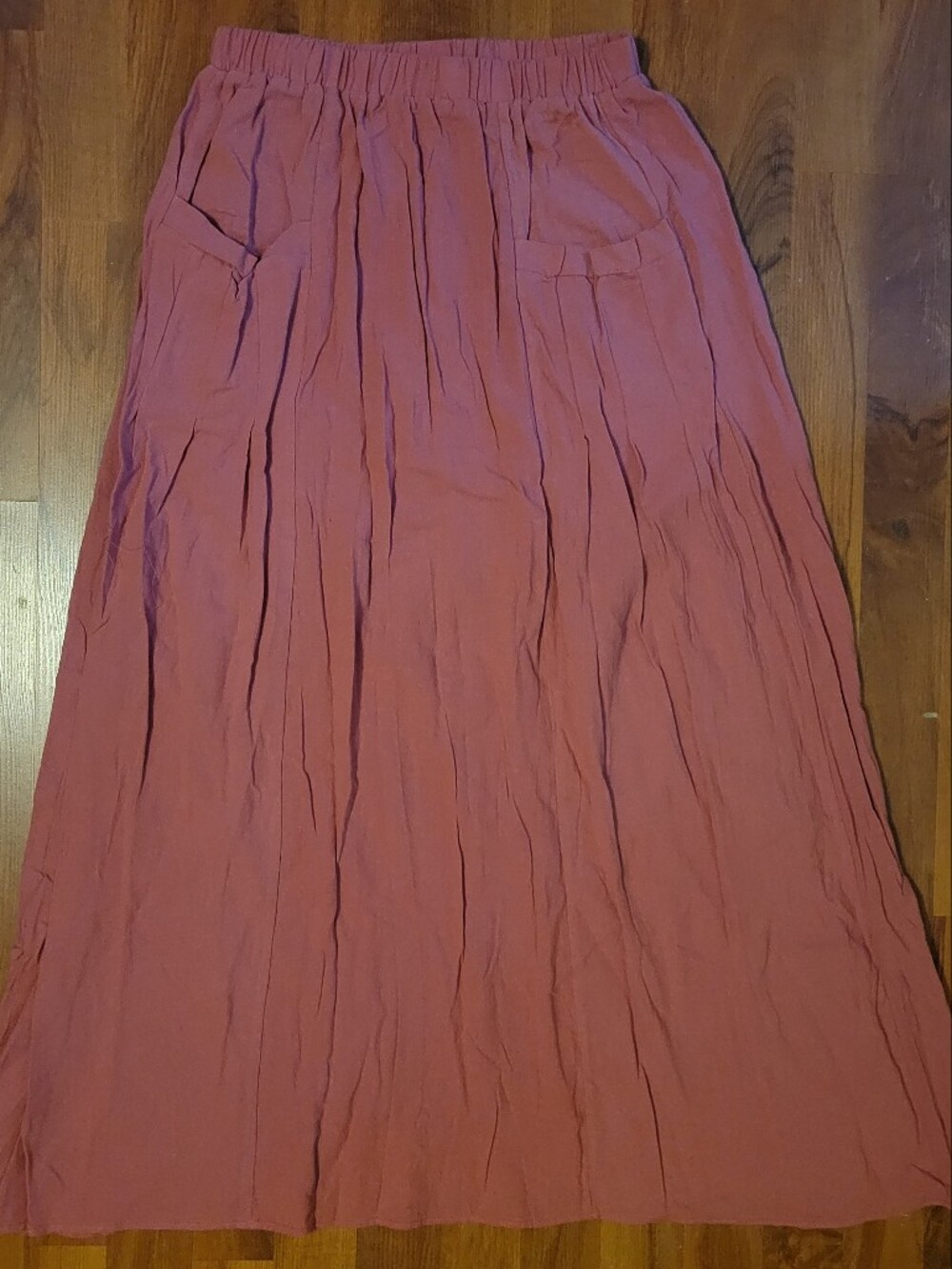 Crinkled Maxi Skirt in Dusty Rose